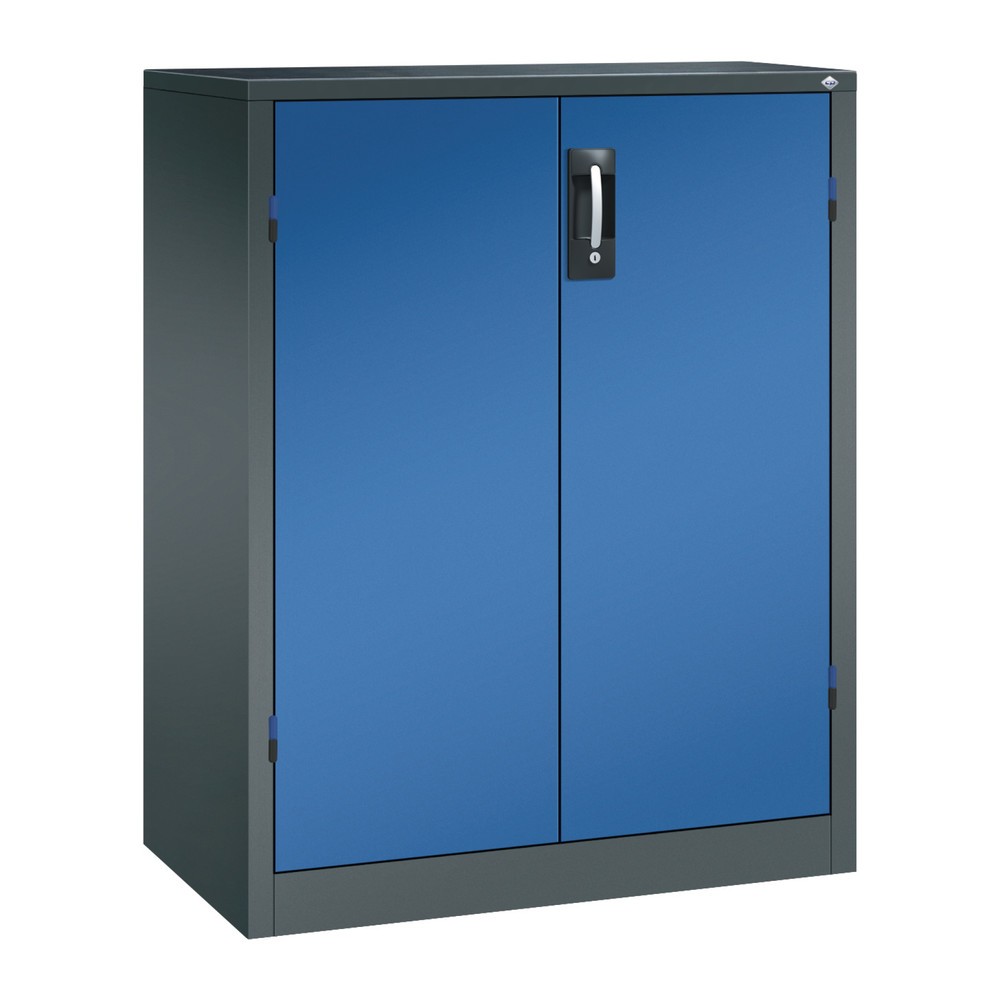 C+P Schwerlastschrank mit 2 Fachböden, HxBxT 1.200 x 930 x 500 mm, anthrazitgrau, enzianblau
