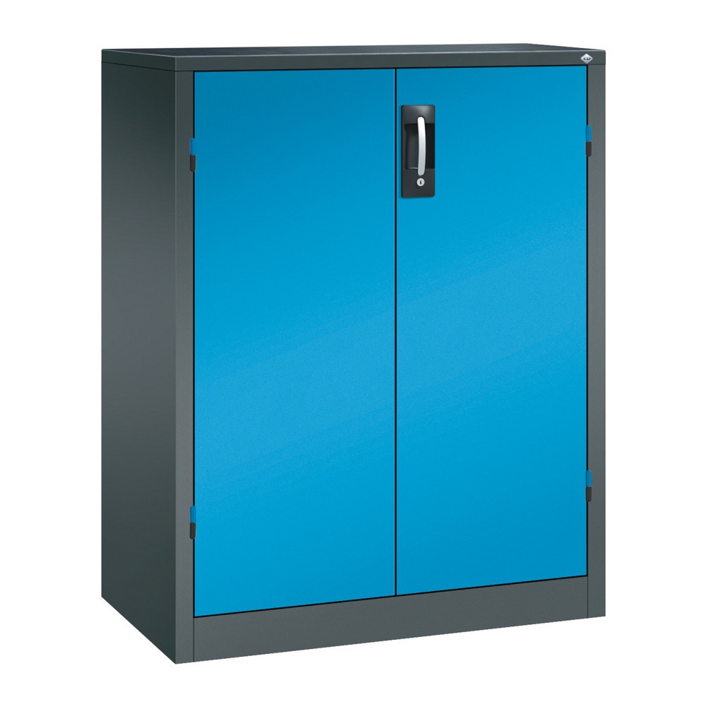 C+P Schwerlastschrank mit 2 Fachböden, HxBxT 1.200 x 930 x 500 mm, anthrazitgrau, lichtblau