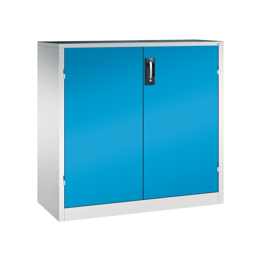 C+P Schwerlastschrank mit 2 Fachböden, HxBxT 1.200 x 1.200 x 500 mm, lichtgrau, lichtblau