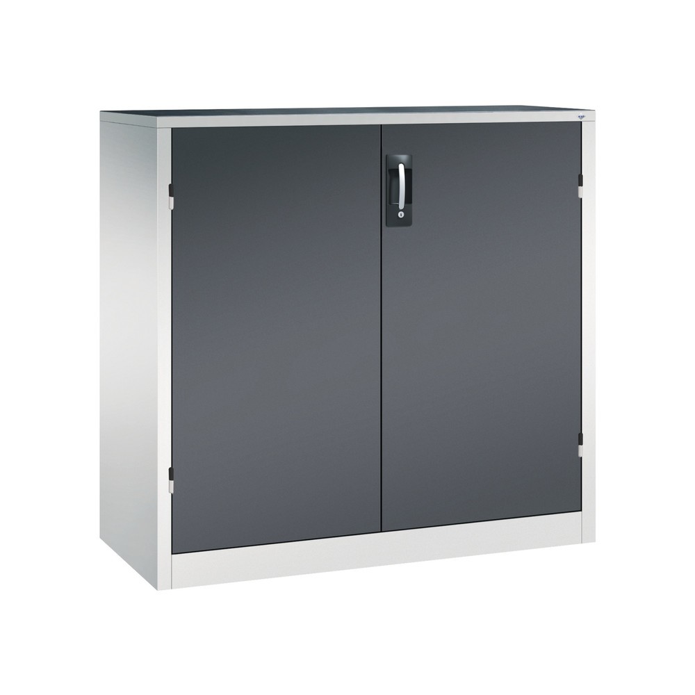 C+P Schwerlastschrank mit 2 Fachböden, HxBxT 1.200 x 1.200 x 500 mm, lichtgrau, schwarzgrau