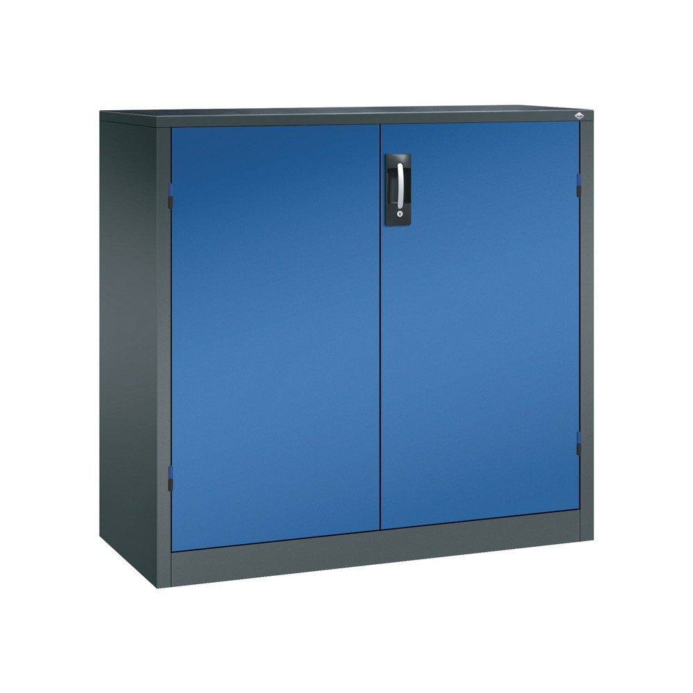 C+P Schwerlastschrank mit 2 Fachböden, HxBxT 1.200 x 1.200 x 500 mm, anthrazitgrau, enzianblau