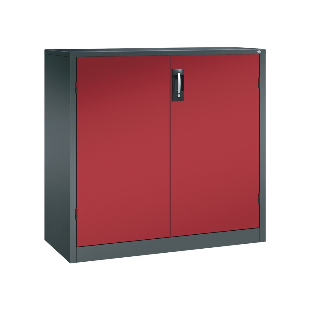 C+P Schwerlastschrank mit 2 Fachböden, HxBxT 1.200 x 1.200 x 500 mm, anthrazitgrau, rubinrot
