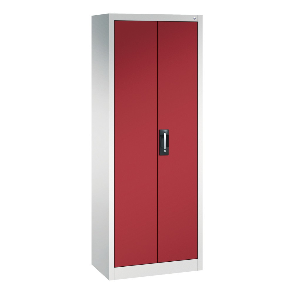 C+P Werkstatt-Flügeltürschrank mit 4 Fachböden, HxBxT 1.950 x 800 x 400 mm, lichtgrau, rubinrot
