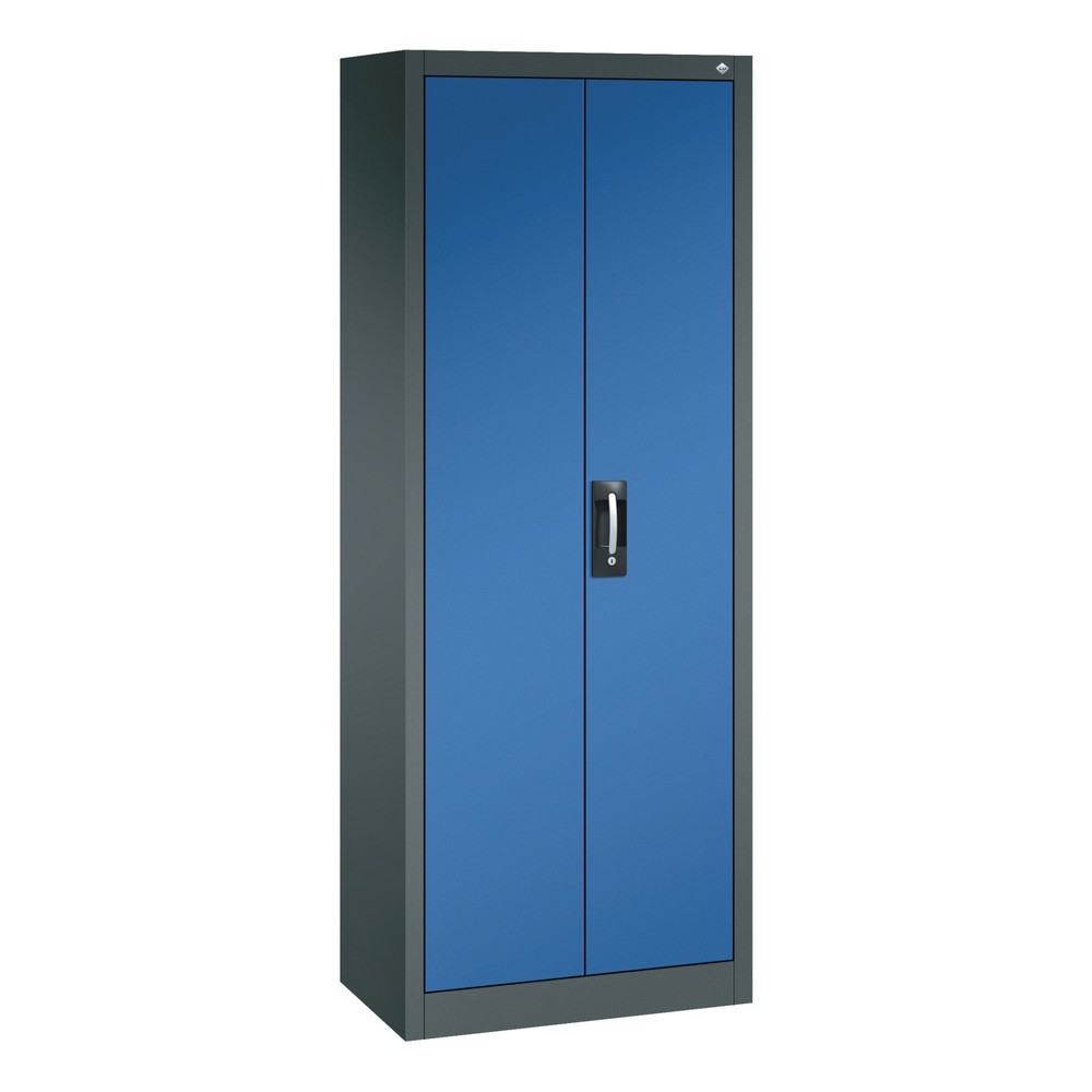 C+P Werkstatt-Flügeltürschrank mit 4 Fachböden, HxBxT 1.950 x 800 x 400 mm, anthrazitgrau, enzianblau
