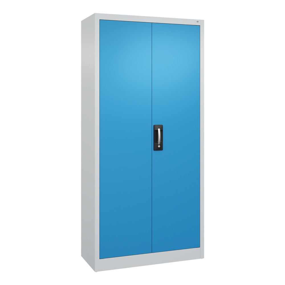 C+P Werkstatt-Flügeltürschrank mit 4 Fachböden, HxBxT 1.950 x 930 x 400 mm, lichtgrau, lichtblau