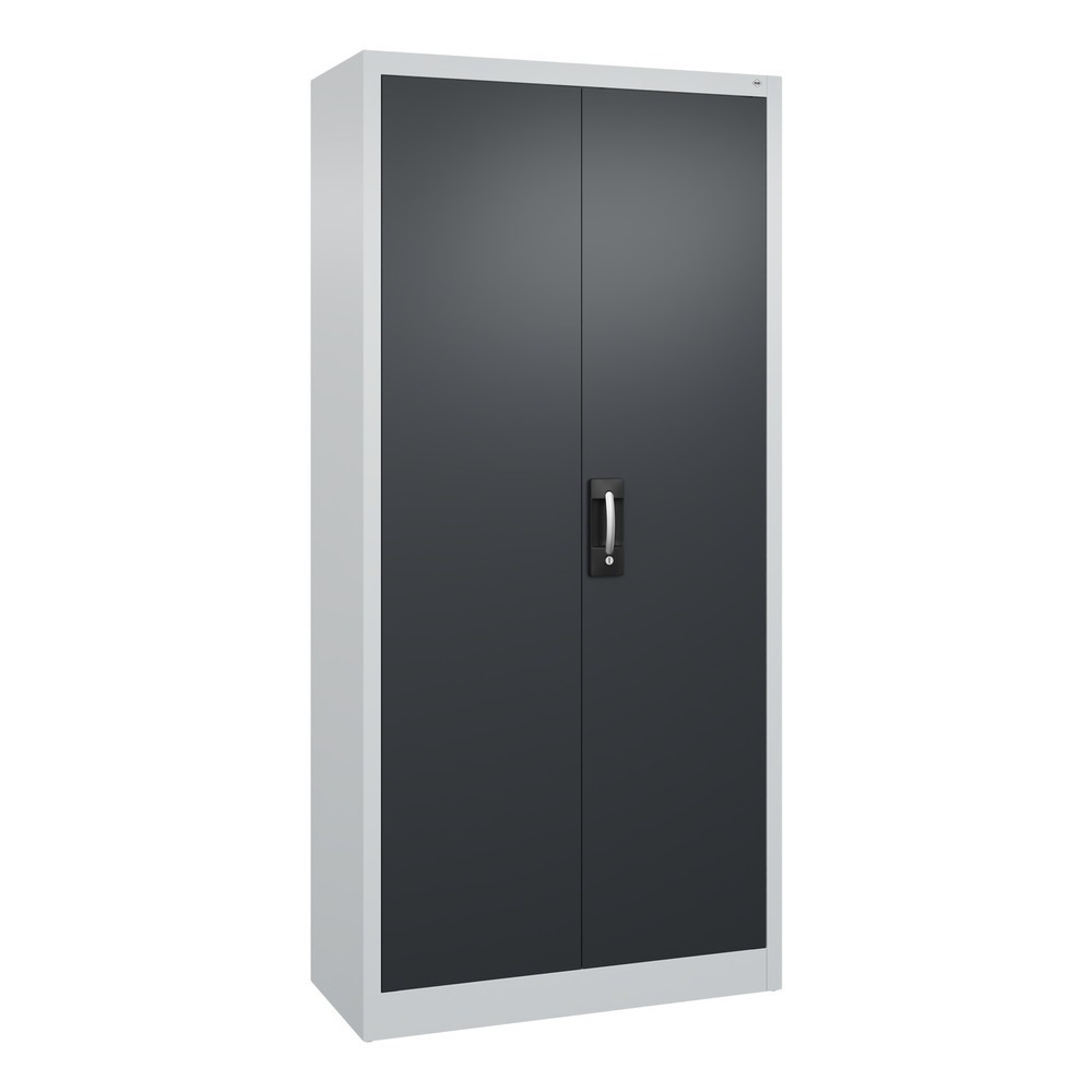 C+P Werkstatt-Flügeltürschrank mit 4 Fachböden, HxBxT 1.950 x 930 x 400 mm, lichtgrau, schwarzgrau
