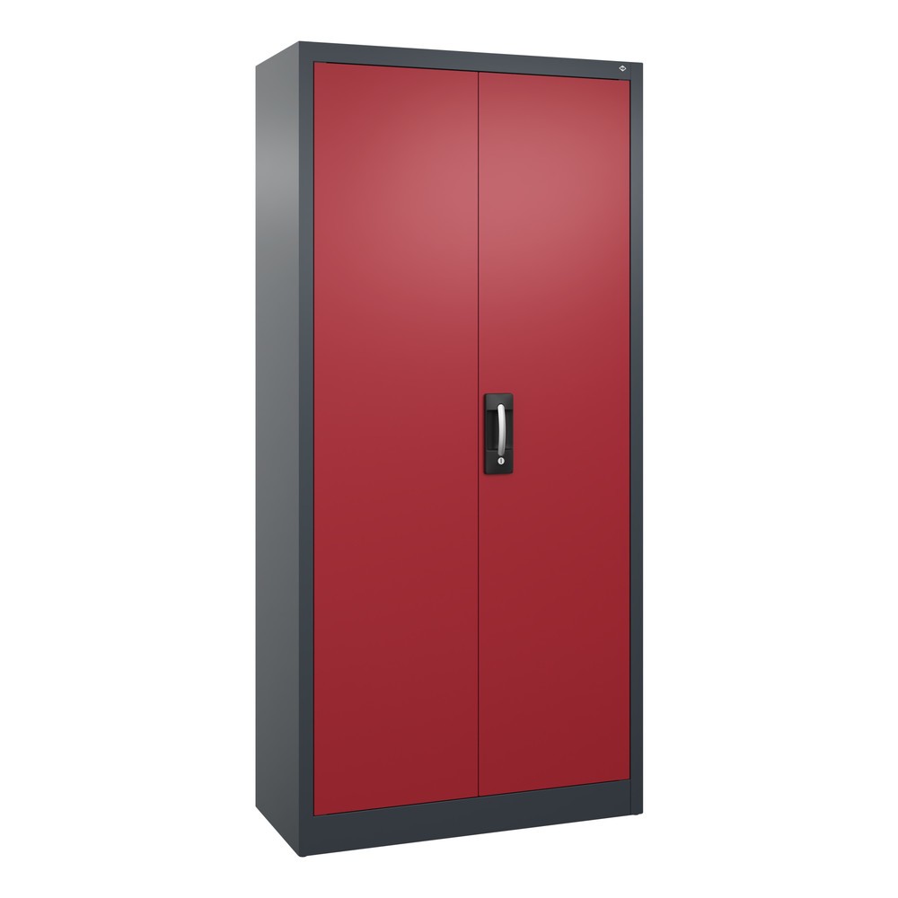 C+P Werkstatt-Flügeltürschrank mit 4 Fachböden, HxBxT 1.950 x 930 x 400 mm, anthrazitgrau, rubinrot
