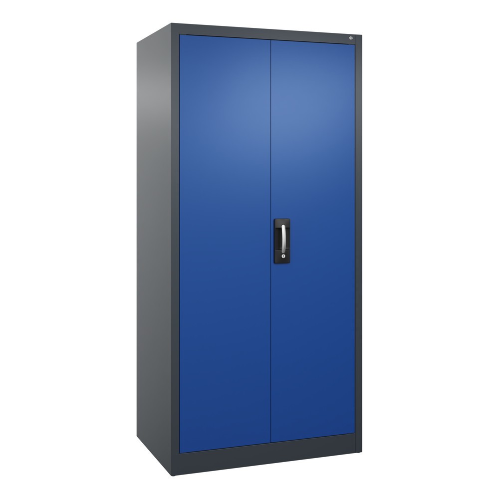 C+P Werkstatt-Flügeltürschrank mit 4 Fachböden, HxBxT 1.950 x 930 x 600 mm, anthrazitgrau, enzianblau