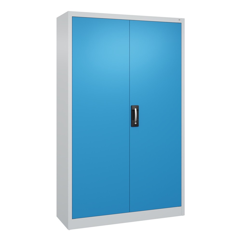 C+P Werkstatt-Flügeltürschrank mit 4 Fachböden, HxBxT 1.950 x 1.200 x 400 mm, lichtgrau, lichtblau