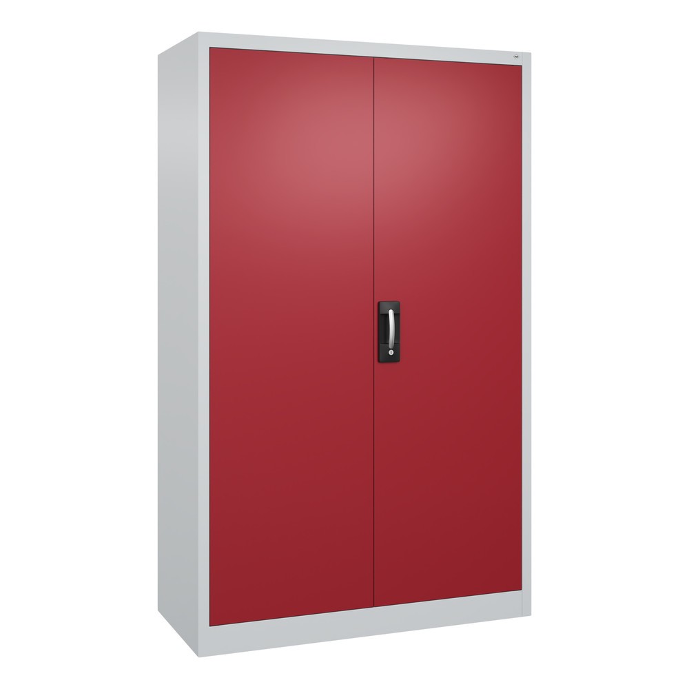 C+P Werkstatt-Flügeltürschrank mit 4 Fachböden, HxBxT 1.950 x 1.200 x 500 mm, lichtgrau, rubinrot