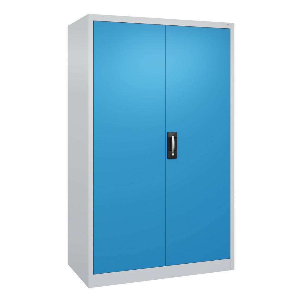 C+P Werkstatt-Flügeltürschrank mit 4 Fachböden, HxBxT 1.950 x 1.200 x 600 mm, lichtgrau, lichtblau
