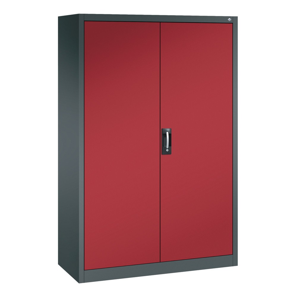 C+P Werkstatt-Flügeltürschrank mit Mittelwand + 8 Fachböden, HxBxT 1.950 x 1.200 x 500 mm, anthrazitgrau, rubinrot