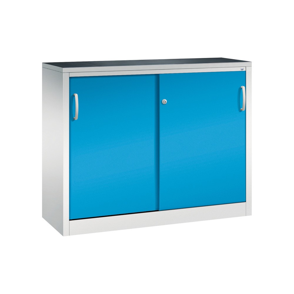 C+P Werkstatt-Beistellschrank mit 1 Fachboden, HxBxT 1.000 x 1.200 x 400 mm, lichtgrau, lichtblau