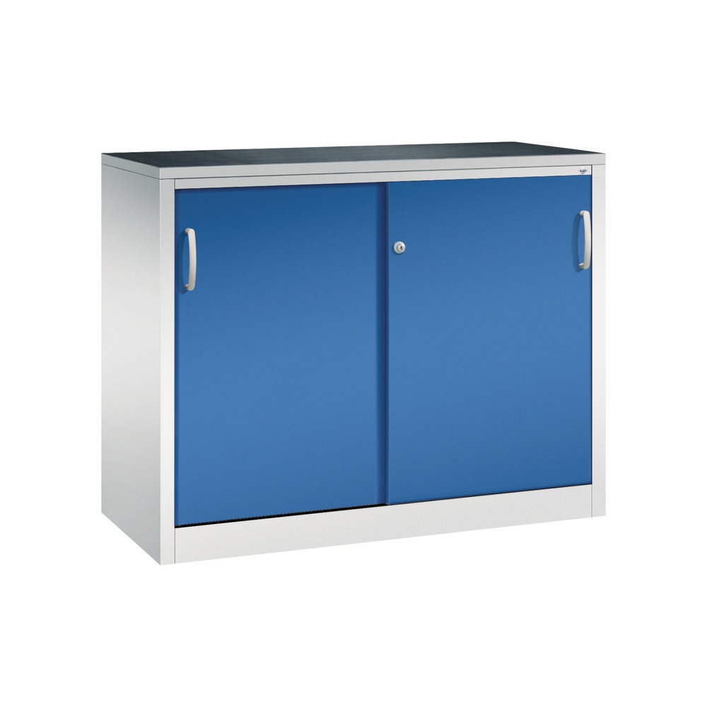 C+P Werkstatt-Beistellschrank mit 1 Fachboden, HxBxT 1.000 x 1.200 x 500 mm, lichtgrau, enzianblau