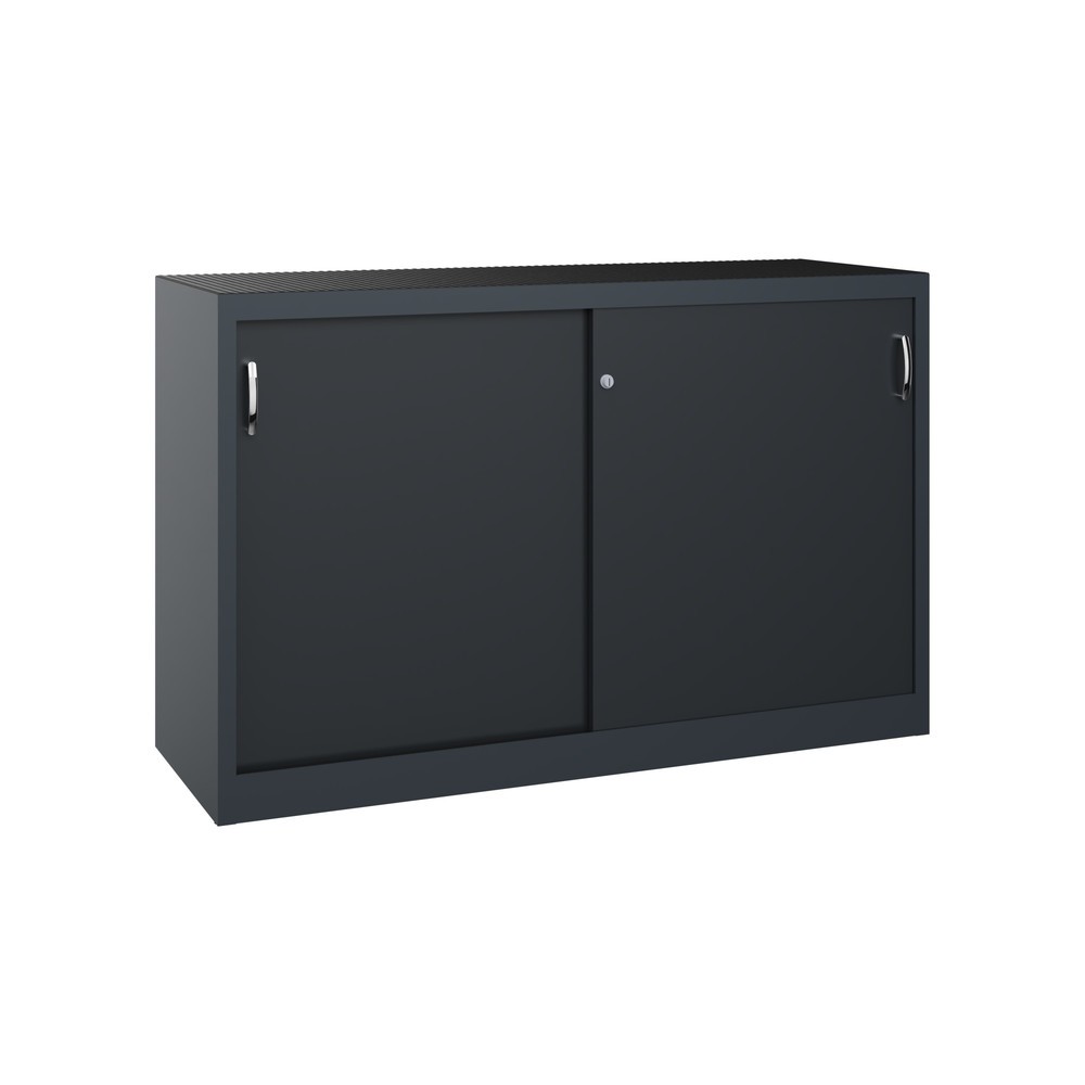 C+P Werkstatt-Beistellschrank mit 2 Fachböden, HxBxT 1.000 x 1.600 x 500 mm, Trennwand, anthrazitgrau, schwarzgrau