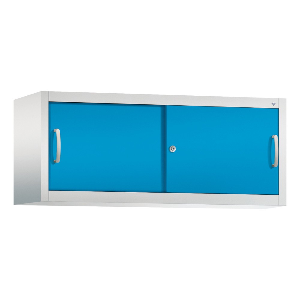 Aufsatzschrank für C+P Werkstatt-Schiebetürenschrank, HxBxT 500 x 1.200 x 400 mm, lichtgrau, lichtblau