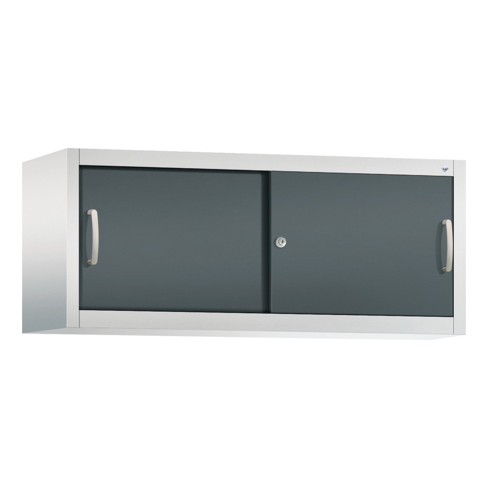 Aufsatzschrank für C+P Werkstatt-Schiebetürenschrank, HxBxT 500 x 1.200 x 400 mm, lichtgrau, anthrazitgrau