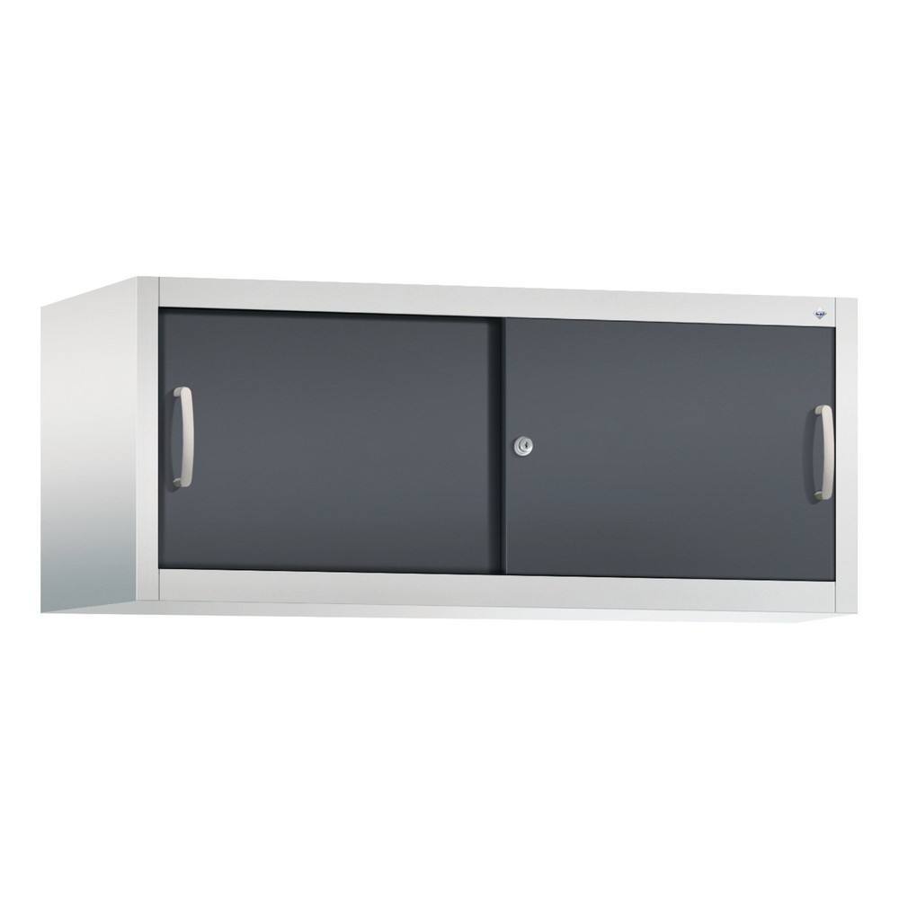 Aufsatzschrank für C+P Werkstatt-Schiebetürenschrank, HxBxT 500 x 1.200 x 500 mm, lichtgrau, schwarzgrau