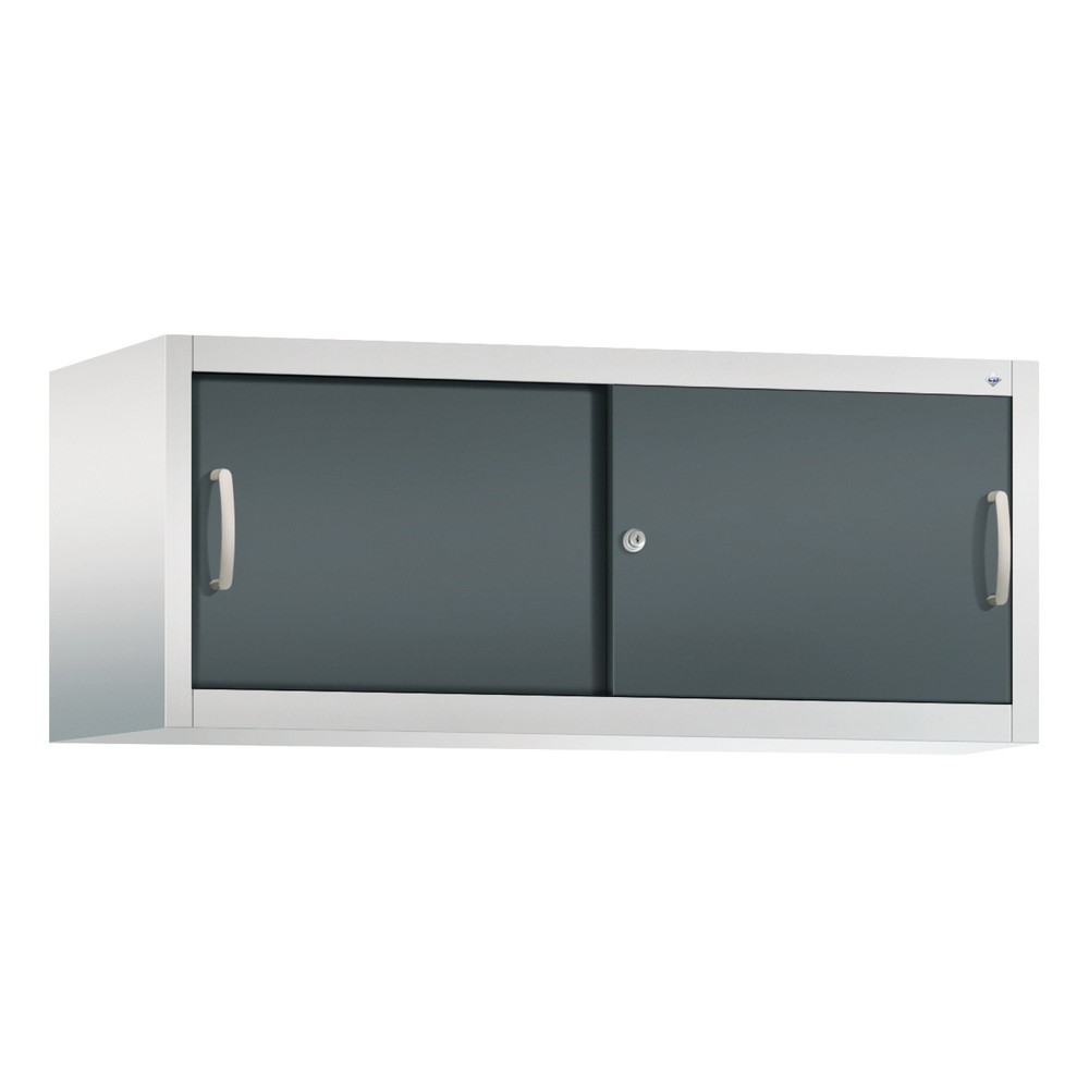 Aufsatzschrank für C+P Werkstatt-Schiebetürenschrank, HxBxT 500 x 1.200 x 500 mm, lichtgrau, anthrazitgrau