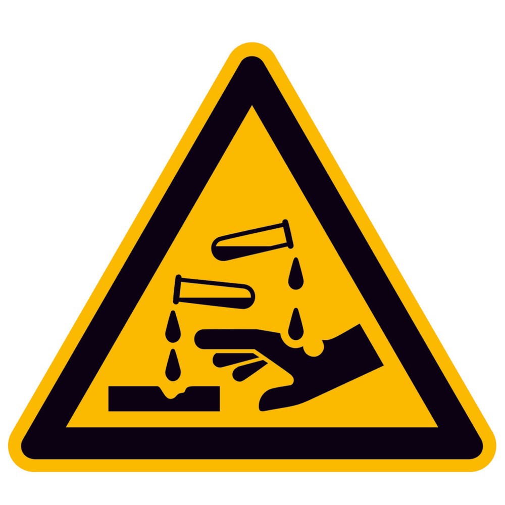 SafetyMarking® Warnung vor ätzenden Stoffen, Seitenlänge 100 mm, Alu