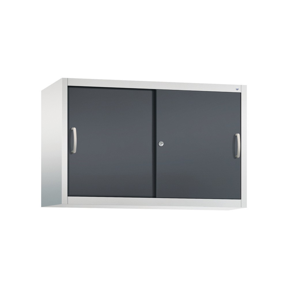 Aufsatzschrank für C+P Werkstatt-Schiebetürenschrank, 1 Fachboden, HxBxT 790 x 1.200 x 400 mm, schwarzgrau, lichtgrau