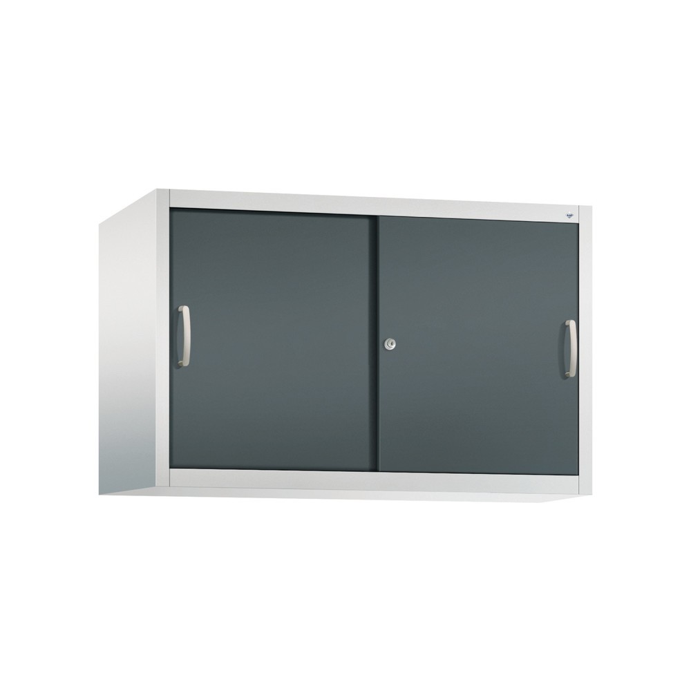 Aufsatzschrank für C+P Werkstatt-Schiebetürenschrank, 1 Fachboden, HxBxT 790 x 1.200 x 500 mm, lichtgrau, anthrazitgrau