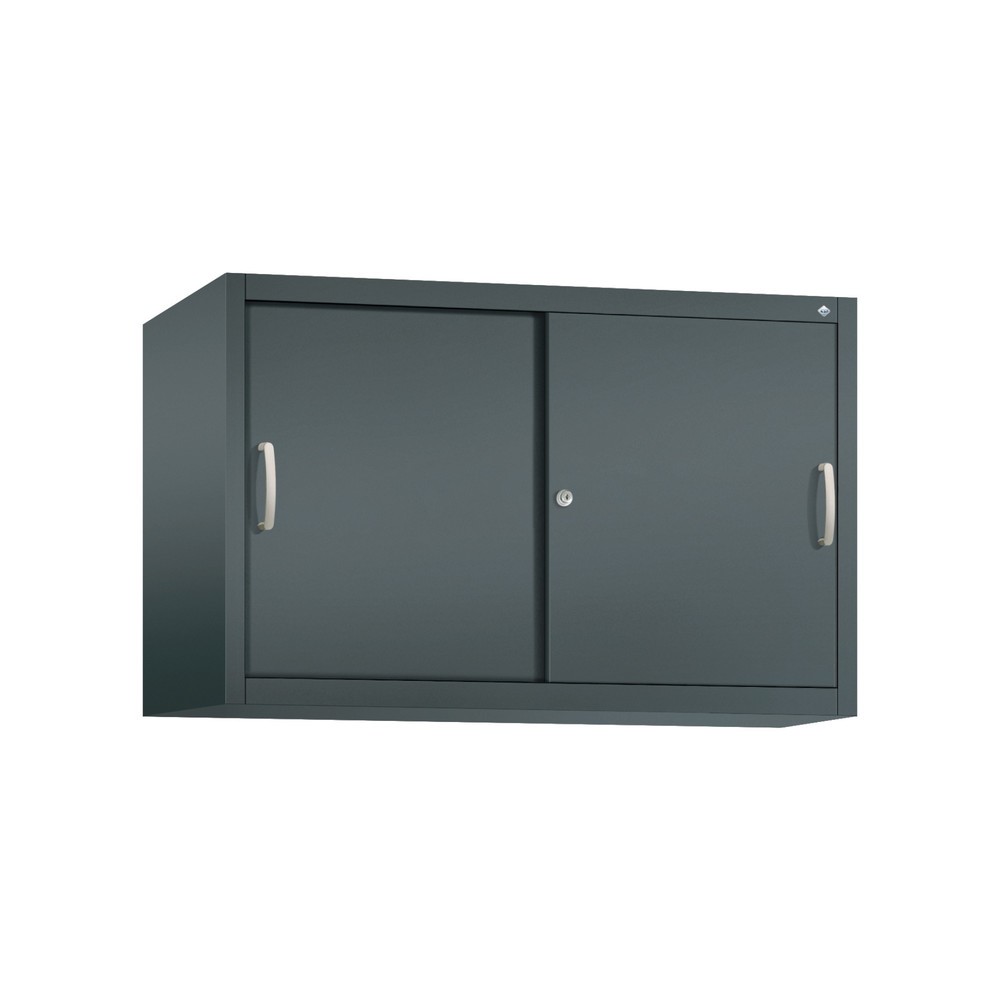 Aufsatzschrank für C+P Werkstatt-Schiebetürenschrank, 1 Fachboden, HxBxT 790 x 1.200 x 500 mm, anthrazitgrau, anthrazitgrau