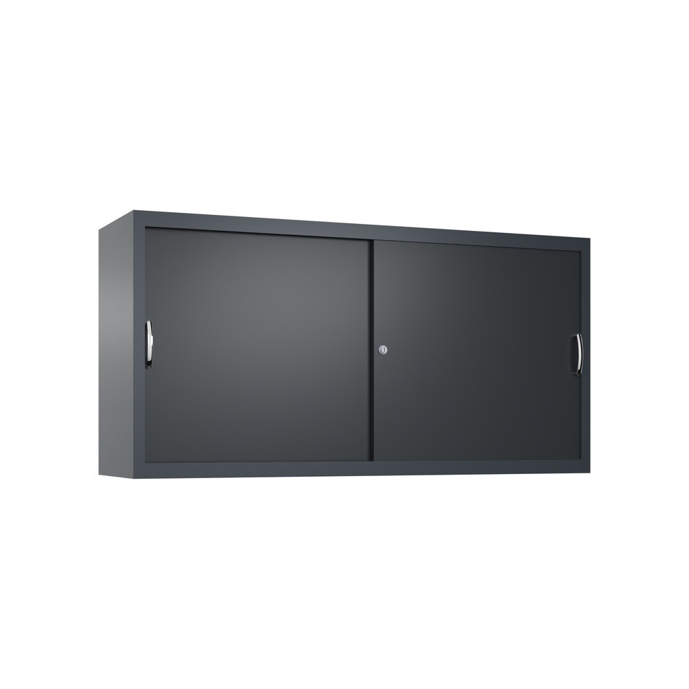 Aufsatzschrank für C+P Werkstatt-Schiebetürenschrank, 2 Fachböden, HxBxT 790 x 1.600 x 400 mm, Trennwand, anthrazitgrau, schwarzgrau