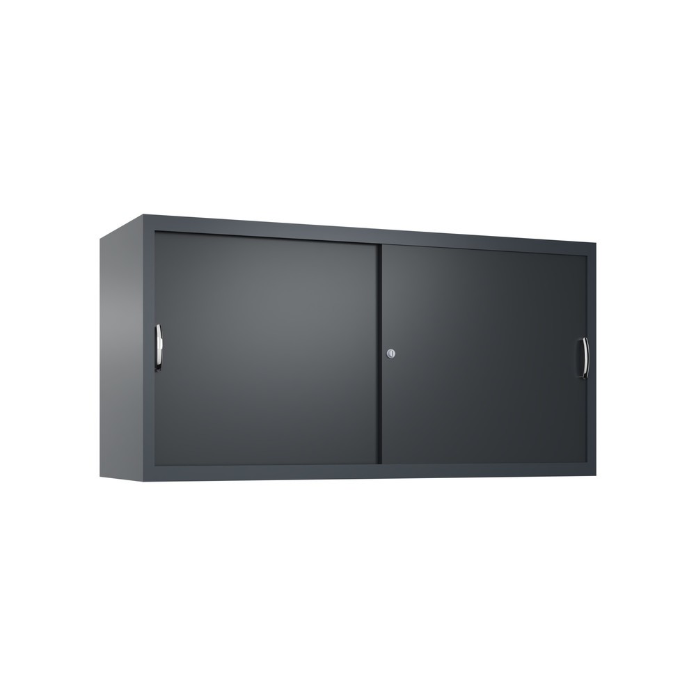 Aufsatzschrank für C+P Werkstatt-Schiebetürenschrank, 2 Fachböden, HxBxT 790 x 1.600 x 500 mm, Trennwand, anthrazitgrau, schwarzgrau