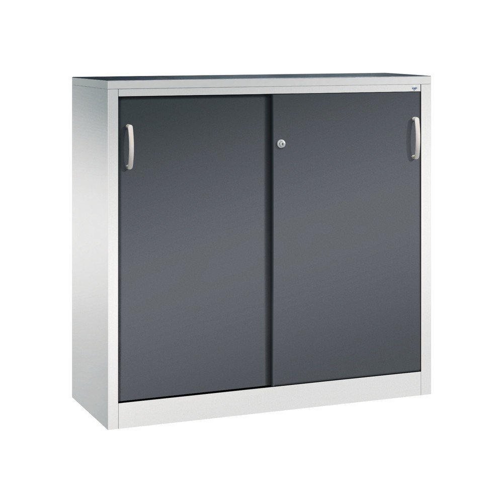 C+P Werkstatt-Beistellschrank mit 2 Fachböden, HxBxT 1.200 x 1.200 x 400 mm, lichtgrau, schwarzgrau