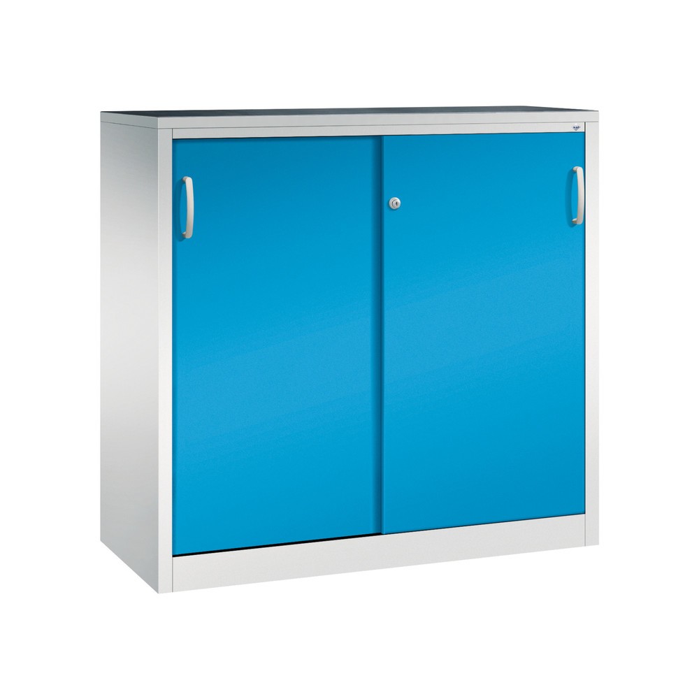 C+P Werkstatt-Beistellschrank mit 2 Fachböden, HxBxT 1.200 x 1.200 x 500 mm, lichtgrau, lichtblau