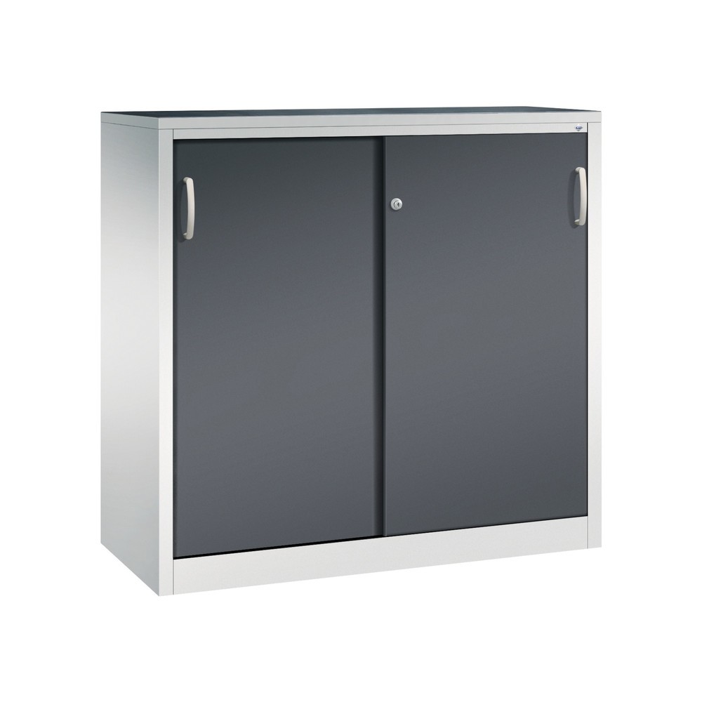 C+P Werkstatt-Beistellschrank mit 2 Fachböden, HxBxT 1.200 x 1.200 x 500 mm, lichtgrau, schwarzgrau
