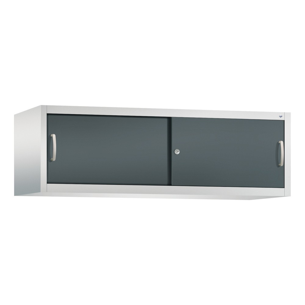 Aufsatzschrank für C+P Werkstatt-Schiebetürenschrank, HxBxT 500 x 1.600 x 500 mm, lichtgrau, anthrazitgrau