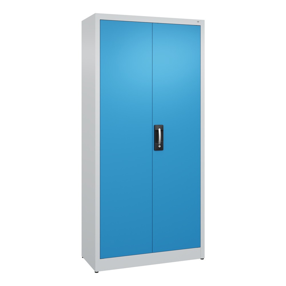 C+P Flügeltürenschrank, 5 OH, HxBxT 1.950 x 930 x 400 mm, lichtgrau, lichtblau