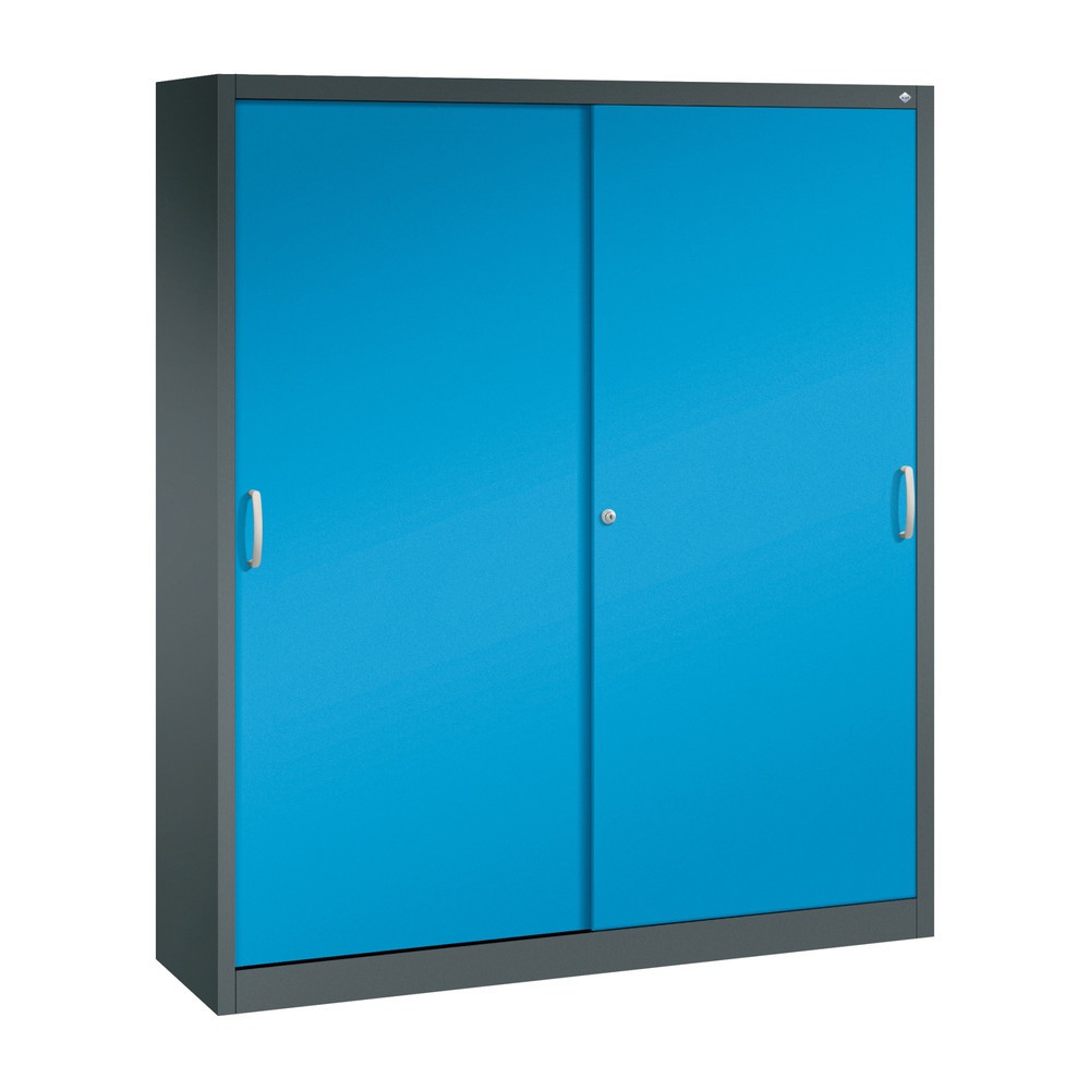 C+P Schiebetürenschrank, HxBxT 1.950 x 1.600 x 400 mm, anthrazitgrau, lichtblau