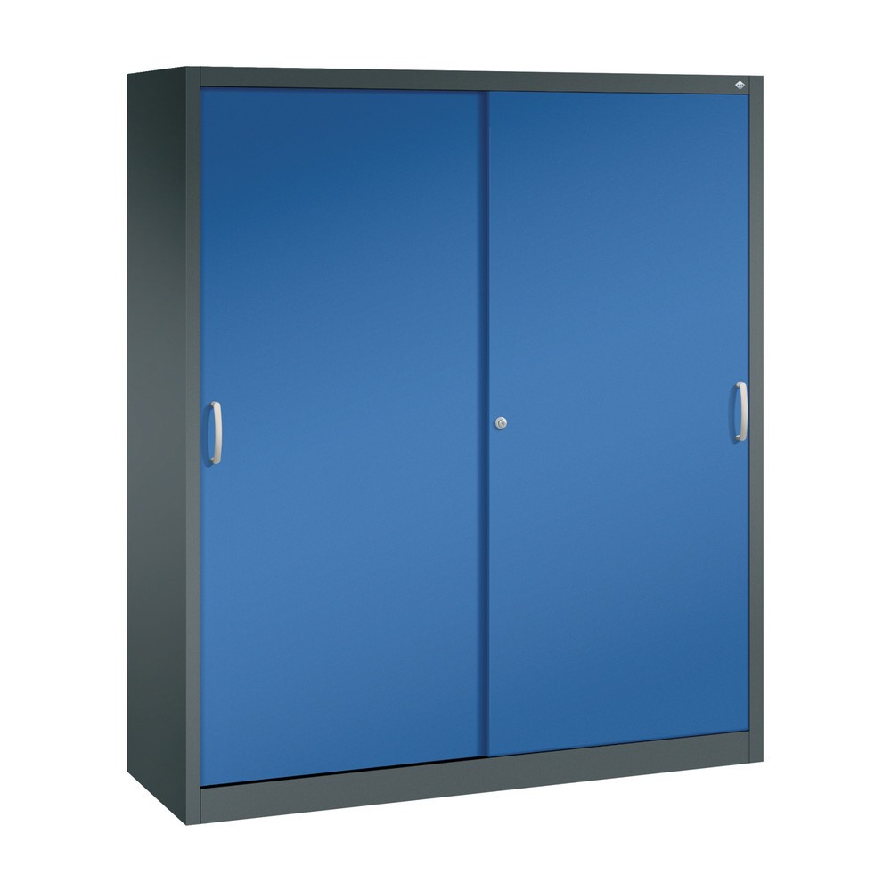 C+P Schiebetürenschrank, HxBxT 1.950 x 1.600 x 500 mm, anthrazitgrau, enzianblau