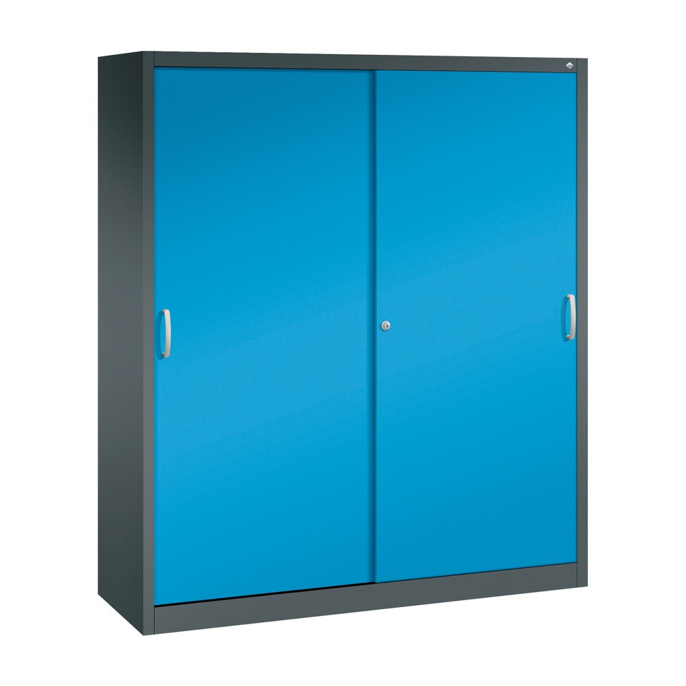 C+P Schiebetürenschrank, HxBxT 1.950 x 1.600 x 500 mm, anthrazitgrau, lichtblau