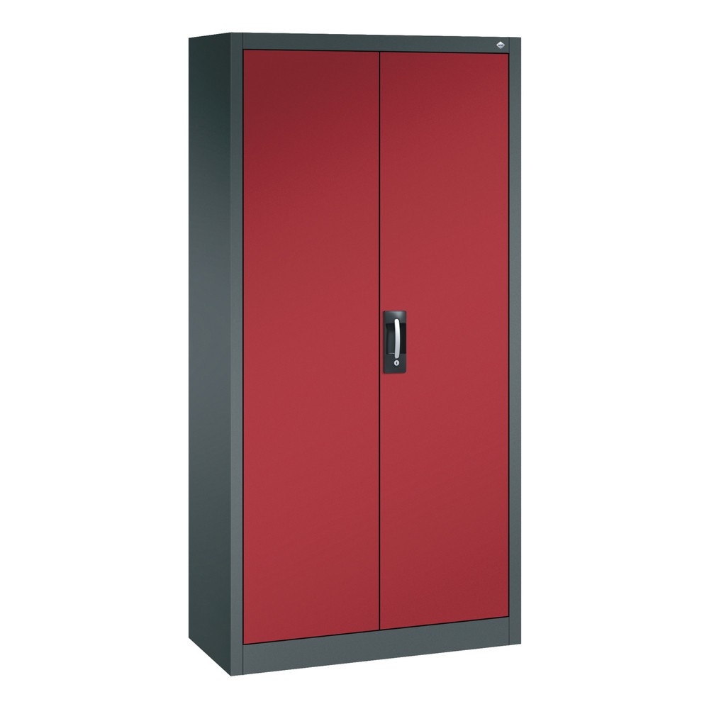 C+P Flügeltürenschrank mit 21 Fächern, HxBxT 1.950 x 930 x 400 mm, anthrazitgrau, rubinrot