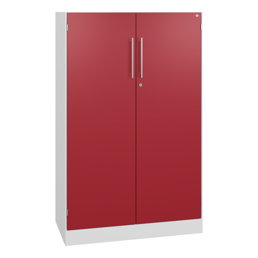 C+P Flügeltürenschrank Asisto, 3 OH, Breite 800 mm, verkehrsweiss, rubinrot