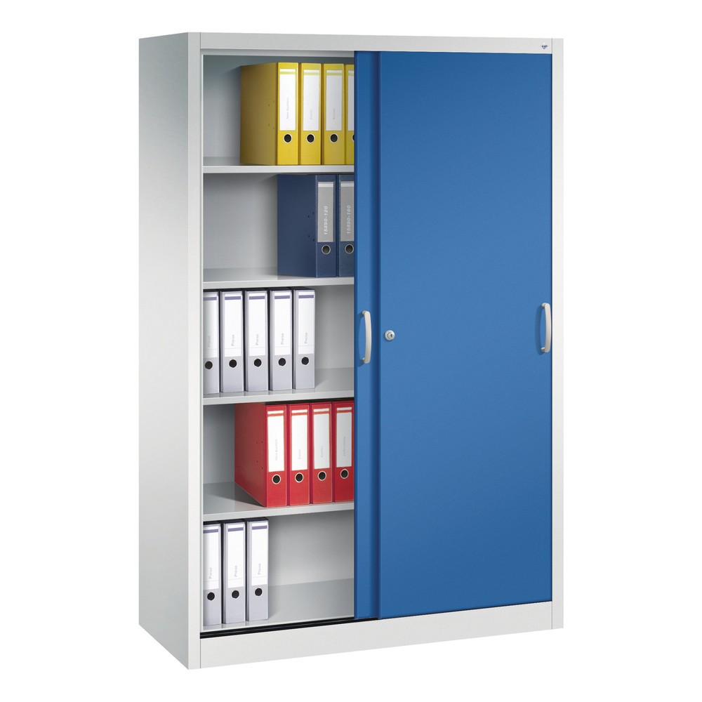 C+P Schiebetürenschrank, HxBxT 1.950 x 1.200 x 500 mm, lichtgrau, enzianblau