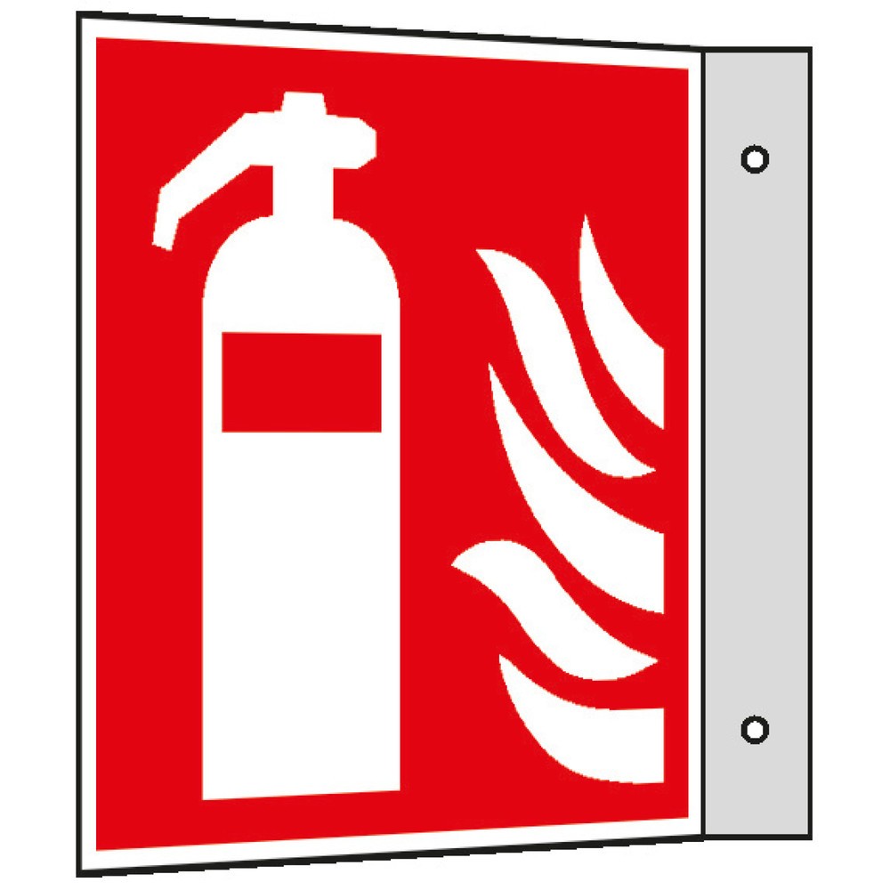 SafetyMarking® Feuerlöscher mit Flammen, Fahne, HxB 200 x 200 mm, Alu HI