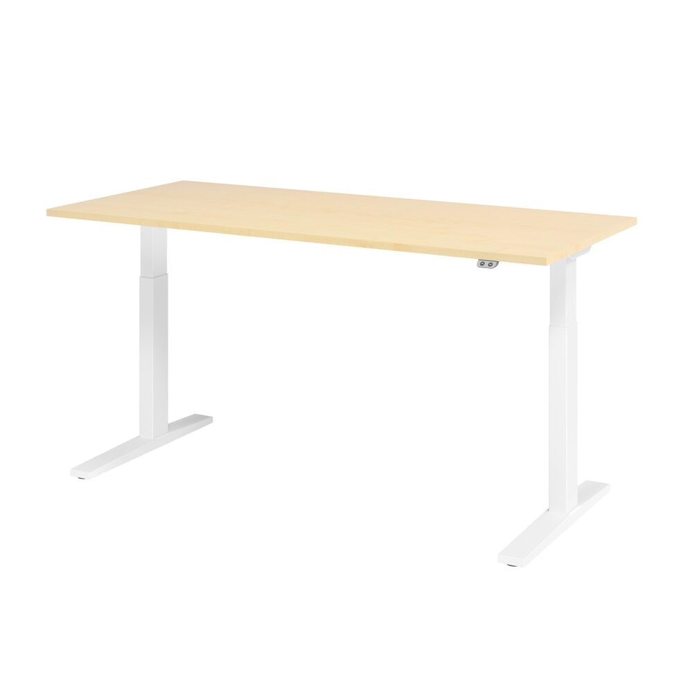 Hammerbacher Elektrisch höhenverstellbarer Schreibtisch 1-stufig, C-Fuß, BxT 1.800 x 800 mm, Ahorn, weiß