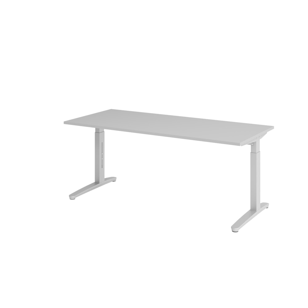 Hammerbacher Manuell höhenverstellbarer Schreibtisch, C-Fuß, BxT 1.800 x 800 mm, grau