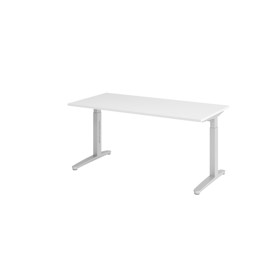 Hammerbacher Manuell höhenverstellbarer Schreibtisch, C-Fuß, BxT 1.600 x 800 mm, weiß