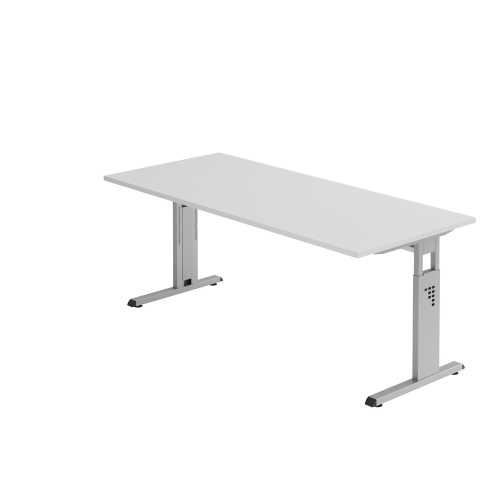 Hammerbacher Manuell höhenverstellbarer Schreibtisch Solid, C-Fuss, BxT 1.800 x 800 mm, grau