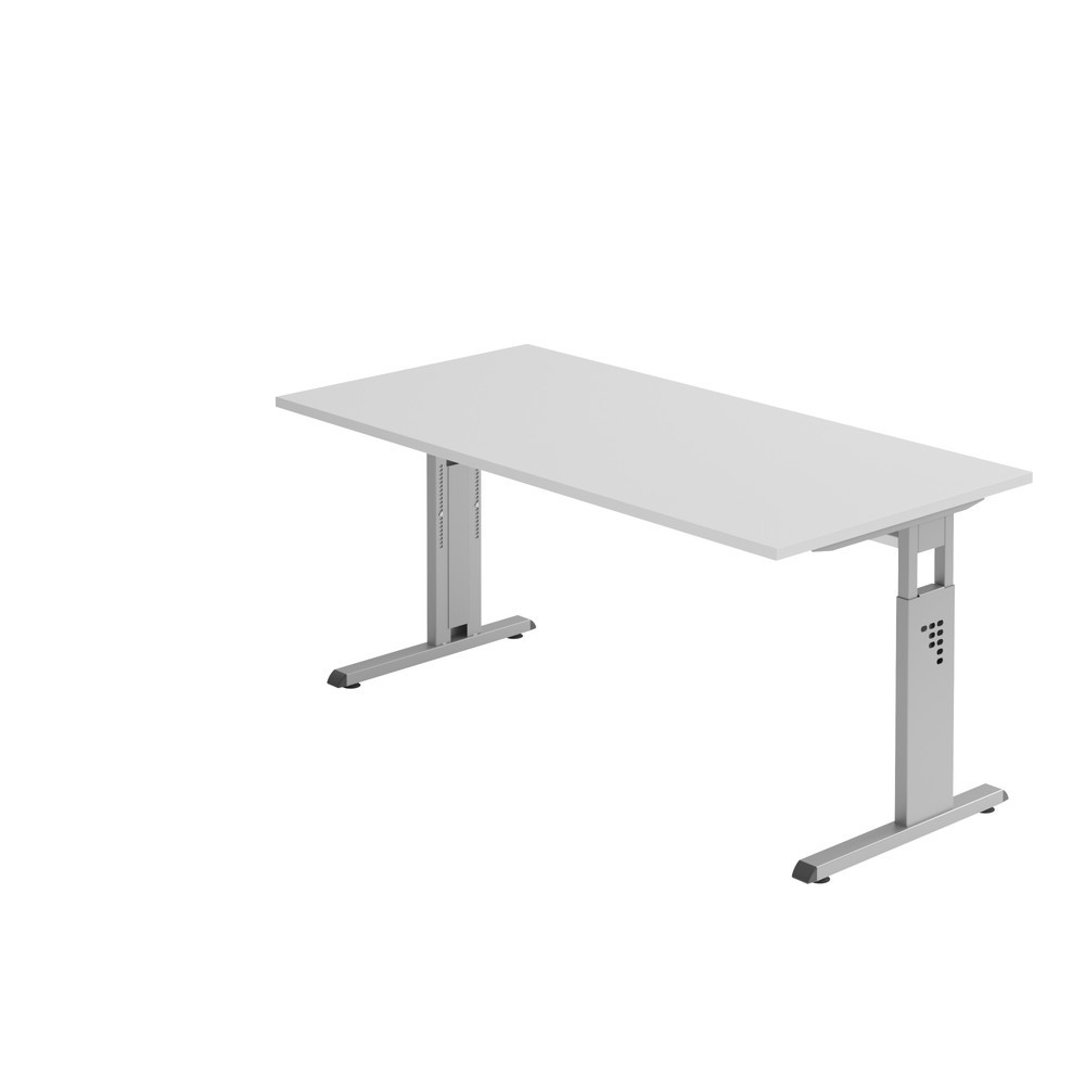 Hammerbacher Manuell höhenverstellbarer Schreibtisch Solid, C-Fuss, BxT 1.600 x 800 mm, grau