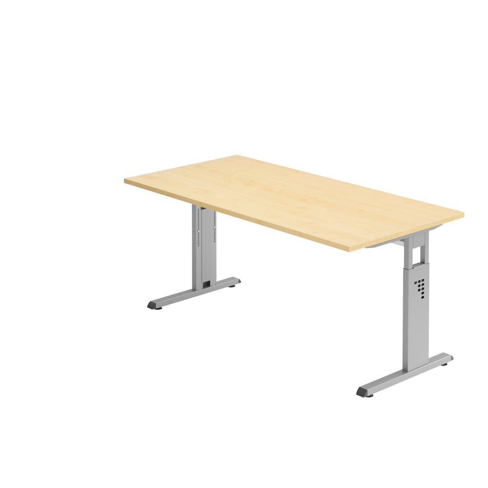 Hammerbacher Manuell höhenverstellbarer Schreibtisch Solid, C-Fuss, BxT 1.600 x 800 mm, Ahorn