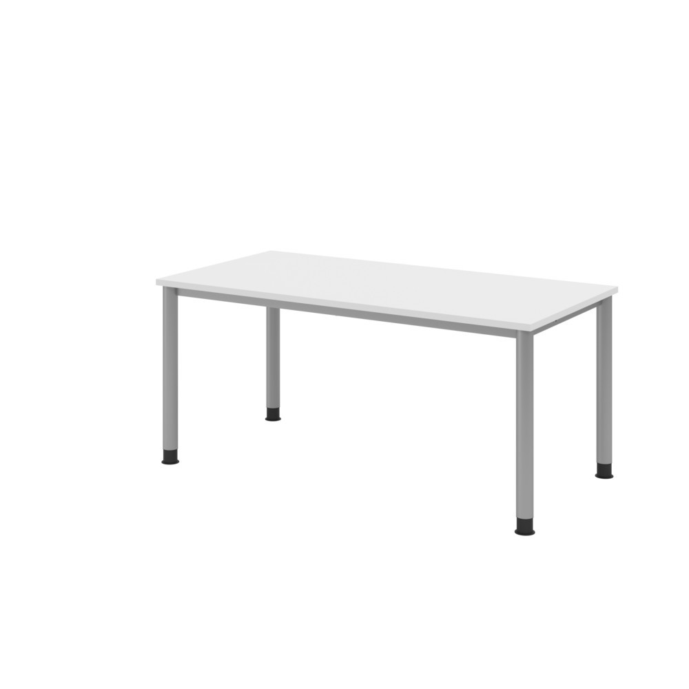 Hammerbacher Manuell höhenverstellbarer Schreibtisch Akzent, 4-Fuß Gestell, BxT 1.600 x 800 mm, weiß