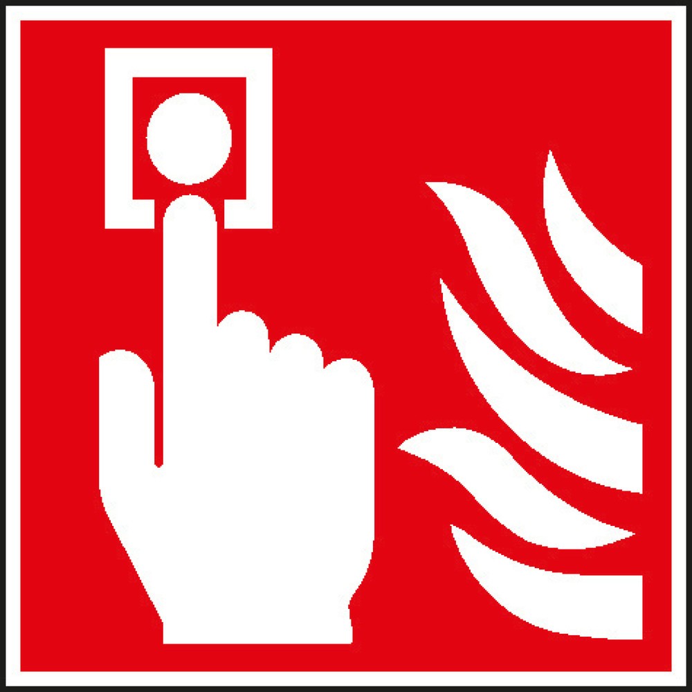 SafetyMarking® Brandmelder (manuell) mit Flammen, HxB 150 x 150 mm, Alu HI