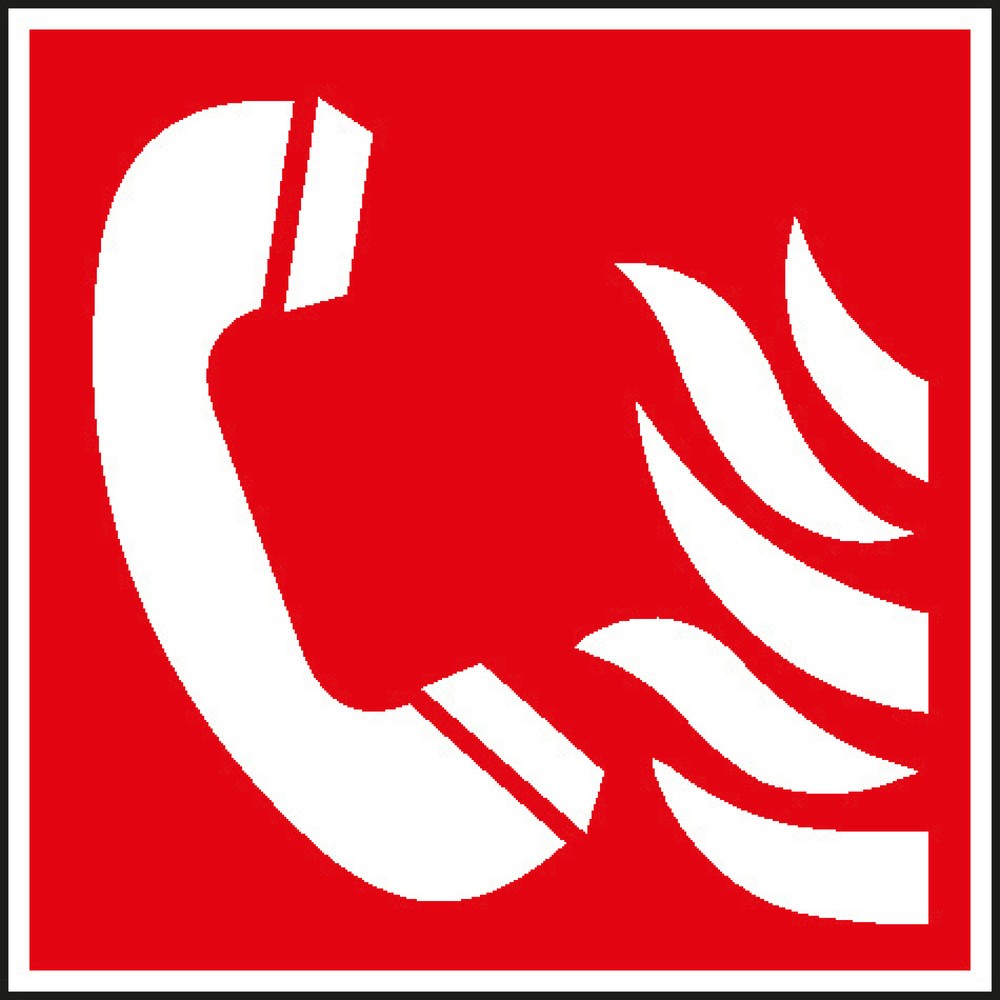 SafetyMarking® Brandmeldetelefon mit Flammen, HxB 150 x 150 mm, Folie HI